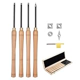 VEVOR Drechseleisen-Set, 4-teilig, Drechselmesser in Holzkoffer, Drechselwerkzeug-Satz für Holz, Holzdrehwerkzeug mit Diamant-, runde und quadratische Hartmetalleinsätze, Rockwellhärte von 80–90