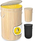 Handfill Gelber Sack Ständer aus stabilem Bambusholz - passend für gelbe Säcke - geruchsdichte Mülltonne ideal als gelber Sack Mülleimer - Müllsackständer - Mülleimer gelber Sack