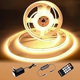luktix COB LED Streifen 5M, LED Streifen Warmweiss 3000K, 24V LED Stripe Dimmbar, CRI92, 8mm Breite, mit Fernbedienung und Netzteil, DIY LED Band, für Home Dekoration, Küche, Spiegel
