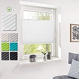 Deswell Plissee Rollo Jalousie ohne Bohren Klemmfix für Fenster & Tür Weiß 80 x 120 cm (Breite x Höhe), Plisseerollo Stoff Sonnenschutz leicht zu montieren & Verspannt 4 Locks