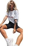 GBSONGJIN Radlerhose Herren,Fahrradhose Sommer-Frauen Radhose Stretch Plain Funsport Fitness Damen-elastische Taillen-elastische Schwarze dünne Shorts(XL)