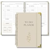 BIROYAL Tagesplaner Undatiert A5 | 120-Tage To Do Planer für Aufgaben & Notizen | To Do Listen Block | Tages & Wochenplaner Spiralblock HardCover - Perfekt für Büro, Schule & Organizer | Aprikose