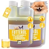 Leinöl Hunde & Katzen - Omega 3 & 6 Barf Öl für Hunde Katzen: Leinsamenöl Distelöl Wallnussöl I Futteröl Vitamin E I Barf Öl reich an Omega 3 6 Fettsäuren Barf Zusatz I Fell Haut Energie 2x0,25l