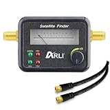 ARLI Satfinder – Digitaler Satelliten Finder mit Pegelanzeige & Signalton + 1m Anschlusskabel schwarz 135 dB 5-Fach geschirmt vergoldete F-Stecker