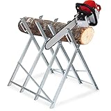 Daromigo Sägebock klappbar, Holzsägearbeiten für Kettensägen Holz, Sägegestell für Kettensägen, 81x80x80cm, 150kg Belastbarkeit, Metall Verzinkt, Silber
