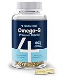 4 HIM & HER Omega-3 Kapseln Hochdosiert – 80% Konzentriertes Omega-3-Fischöl – 668 mg EPA und 500 mg DHA + 83,4 mg DPA pro Portion – 120 Softgels – für 2 Monate