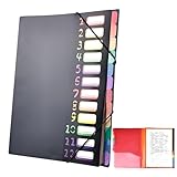 BAIFULAI Dokumentenmappe A4: Tragbar Fächermappe A4 mit 12 Fächern, Mappen Ordnersystem, PP Kunststoff Ordnungsmappe Pultordner mit Gummizug, Wasserdicht, für Schule Bürobedarf