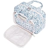 Kulturtasche Damen Gross & Kosmetiktasche Groß, Make up Tasche für Herren & Volle Größe Kulturbeutel für Kinder(Kleine Blaue Blume)