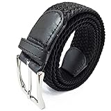 Glamexx24 Unisex Elastischer Stoffgürtel Geflochtener Stretchgürtel Dehnbarer Gürtel für Damen und Herren, Schwarz, 110cm