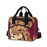 Lustige Löwen-Lunchtasche für Damen und Herren, isolierte Lunchbox, Tragetasche mit abnehmbarem Schultergurt und Tragegriff, wiederverwendbare Kühltasche für Arbeit, Schule, Picknick