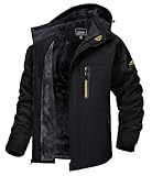 TACVASEN Herren Wasserdicht Winter Skijacke Warme Snowboardjacke Outdoorjacke Gefüttert Winterjacke (L, Schwarz)