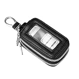 vvag Premium Autoschlüssel-Etui, echtes Leder, Auto-Smart-Schlüsselanhänger-Halter, Auto-Fernbedienung, Schlüsselanhänger, Tasche, universell, Schwarze Doppelschichten