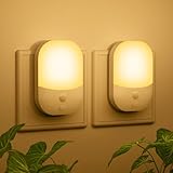 2 Stück Nachtlicht Steckdose mit Dämmerungssensor, 5 Einstellbare Helligkeitsstufen, ON/OFF/AUTO Modi, 3000K WarmWeiß Nachtlicht für Flure, Treppen, Schlafzimmer, Küchen, Badezimmer, Wohnzimmer, 0.3W