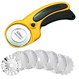 45 mm Rollschneider-Set, Stoffschneider-Rad mit 8 Ersatz-Rundklingen Cutter für Abstepp, Stoff, Lede, näharbeiten und mehr