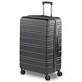 JASLEN - Koffer Groß 4 Räder Großer Koffer Leichte - [ ABS ] Reisekoffer Groß für Flugzeuge Koffer Hartschale mit TSA Geprüftem Schloss - Handgepäck Koffer [ 49x77x32 ] - Trolley Koffer Kombi, Schwarz
