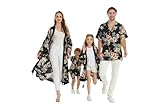 Passende Familie Hawaii Luau Männer Frauen Mädchen Jungen Kleidung in Hibiskus Schwarz, Damen-Jumpsuit mit V-Ausschnitt, XX-Large
