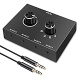 Ujjdwiurgh 4-Wege-3,5-Mm-Klinken-Audio-Umschalter, 4-In-1-Ausgang, Kopfh?rerverst?rker, Bidirektionaler Stereo-Audio-Umschalter, Splitter-Box