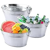 APACALI 3 Stück Getränkewanne mit Henkel, Zinkwanne mit Eiskratzer, wasserdicht Getränkekühler, Sektkühler Groß, Eiskübel, Eiseimer für Garten, Party