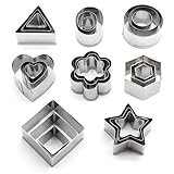 O-Kinee Plätzchen Ausstecher Mini, Kleine Keksausstecher aus Edelstahl, 24 Stck Geometrische Keks Ausstechformen Set, DIY Tools für Backen Fondant