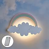 Lights4fun LED Wandleuchte mit Fernbedienung Wolke Regenbogen Fernbedienung Timer Kinderzimmerdeko Nachtlicht Kinderzimmer Nachtlampe Wanddeko Kinderzimmer