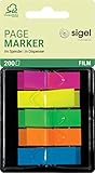 SIGEL HN489 Haftmarker im Spender, 200 Mini-Streifen im Format 12 x 45 mm, 5 Neon-Farben