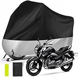 Motorrad Abdeckplane Outdoor, Motorradabdeckung wasserdichte und UV-Beständige, Motorradplane mit Schlossloch und 5 Reflektorstreifen, Motorradgarage für Motorroller Roller Moped (245x125x105 cm)