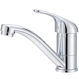 HanCrobiyx Wasserhahn Bad Klein Waschtischarmatur, Waschbecken Armaturen 360° Drehbar, Armatur Badezimmer Einhebelmischer Mischbatterie mit Auslauf Höhe 87 mm, Kaltes & Heißes Wasser, Chrom