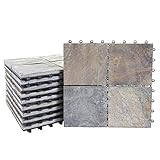 Mendler Steinfliese HWC-E18, Bodenfliese Steckfliese Balkon/Terrasse Naturstein, 11x je 30x30cm = 1m² - Granit bunt