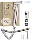 Praknu Bidet Set mit Handbrause, Schlauch & Halter Edelstahl Rostfrei - Inkl. 2 Dichtungen - 𝗘𝗶𝗻𝗳𝗮𝗰𝗵𝗲 𝗠𝗼𝗻𝘁𝗮𝗴𝗲 - WC Handbrause - Bidet Dusche für Standard G1/2 Anschluss