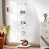 Aplancee Glasvitrine Standvitrine in Weiß, 164.3 * 36.6 * 42.5cm Vitrinenschrank mit 4 Glasböden & 1 Türen aus gehärtetem Glas, Modern Glas Schrank für Wohnzimmer Büro Sammlerstücke Bücher Wein