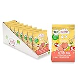 FruchtBar Bio Hafer Kekse mit Erdbeere, Banane und Apfel, 8er Pack zuckerfreier Kinder-Snack, für Babys ab 8 Monaten & Kinder, 8x100g