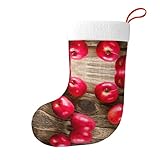 CHANGLEI Fruits On Wood Weihnachtsstrumpf, große Weihnachtsdekoration, Ornamente, doppelseitiger Druck, festliche Urlaubssocke, hochwertiges Flanell-Plüschmaterial (1 Stück)