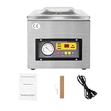 Vakuumiergerät, 120W Profi Kammervakuumierer aus Edelstahl, Vakuumiermaschine Vakuumierer Doppelte Schweißnaht Vakuumiergerät mit 5,5 l/s Absaugvolumen,Rauschen  80 dB, für Trockene und Feuchte Leben