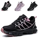 Ayqyc Sicherheitsschuhe Arbeitsschuhe Damen Leicht Stahlkappenschuhe Sportliche Atmungsaktiv rutschfeste Schutzschuhe Schwarz Rosa EU 39