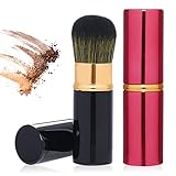 2 Stück Einziehbarer Make-up-Pinsel, Tragbarer Rouge Pinsel Flüssiger Foundation Pinsel Puderpinsel Erweiterbarer Make-up-Pinsel mit Abdeckung Gesichts-Mixer-Pinsel