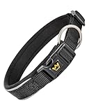 Rudelkönig Hundehalsband Paola - Verstellbares Hunde Halsband aus Nylon - Reflektierendes Hundehalsband mittelgroße Hunde in schwarz