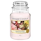 Yankee Candle Duftkerze im Glas (groß) | Fresh Cut Roses | Kerze mit langer Brenndauer bis zu 150 Stunden | Perfekt zum Muttertag | Geschenke für Frauen