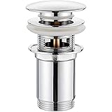 GRIFEMA Universal Ablaufgarnitur Waschbecken mit Überlauf - Pop Up Ablaufventil Waschbecken mit Staufunktion, Chrom, G104