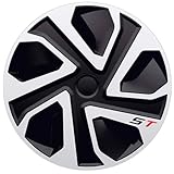 ST Radkappen Radzierblenden 17 Zoll, Schwarz-Silber, 4er Set, Universelle Passform für Stahlfelgen