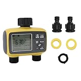 Telituny Zwei-Zonen Bewässerungsuhr, Programmierbarer Gartenschlauch Timer mit Regenpause, 360° Drehbarer Anschluss, Großes LCD Display, IPX5 Wasserdicht, für Gartenbewässerung,