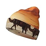 POEZJZW Lok Ling in The Evening Sun Wintermütze für Herren und Damen, Beanie, weich, warm, Strickmütze, Skistrumpf mit Bündchen, Schwarz