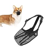 FWLWTWSS Maulkorb für Hunde, aus weichem Netzstoff, atmungsaktiv, für kleine, mittelgroße und große Hunde, mit verstellbaren Riemen, verhindert Beißen, Kauen und Lecken