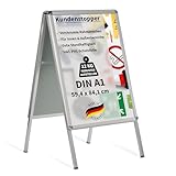 Kundenstopper Gehwegaufsteller Werbetafel | für zwei Plakate | Aluminium Plakatständer | inkl. PVC Schutzfolie (A1 B59,4,0 x H84,1 cm)