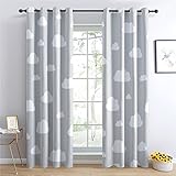 Graue Verdunkelungsvorhänge, 117,8 x 228,6 cm, wärmeisoliert, Ösenvorhänge für Wohnzimmer, Schlafzimmer und Küche, mit Ösen, Türvorhang, Paneele, 2 Stück