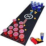 Generisch Beers Pong Set, Neuartige Beers Pong Trinkspiele für Erwachsene, wasserdichte Beer Pongs Tischmatte mit 24 Becher Bälle, Reißfestes Pings Pongs Partyspiel Set Bällen, für Drinnen & Draußen