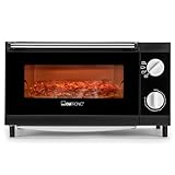 Clatronic Pizzaofen, 12 Liter Backraum, Minibackofen, zum Grillen & Aufbacken, Backofen mit Ober- & Unterhitze, Mini Backofen mit 60 Min.-Timer, Backofen klein inkl. Backblech, MPO 3520, Schwarz