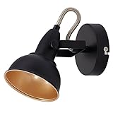 BRILONER - Wandleuchte Innen schwenkbar, Vintage, E14 Fassung, max. 40 Watt, Wandlampe innen, Wandstrahler innen, Wandlicht, Wandbeleuchtung, Schlafzimmer, Flurlampe, 15,6x10 cm, Schwarz-Gold