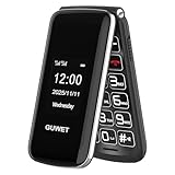 Guwet 2G Seniorenhandy Klapphandy ohne Vertrag, Rentner Handy Großen Tasten, SOS Notruffunktion, 1600 mAh Akku, 2.4'+1.77' Dual Display, Dual SIM mit Notruftaste, Schwarz.