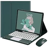 Tastaturhülle für Samsung Galaxy Tab S10 Plus 12,4 Zoll 2024/S9 Ultra 14,6 Zoll 2023/S8 Ultra 14,6 Zoll 2022, magnetische, abnehmbare kabellose Tastatur mit Bluetooth-Maus, Dunkelgrün