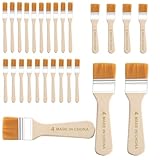 27 Stück Pinselset, Lasurpinsel, Flachpinsel Set, Lackpinsel für Lacke, Malerpinsel, Kleine Lack Pinsel, Fensterpinsel mit Holzgriff, Borstenpinsel für Holz Kunst Malerbedarf Malerei DIY, 4 Größen